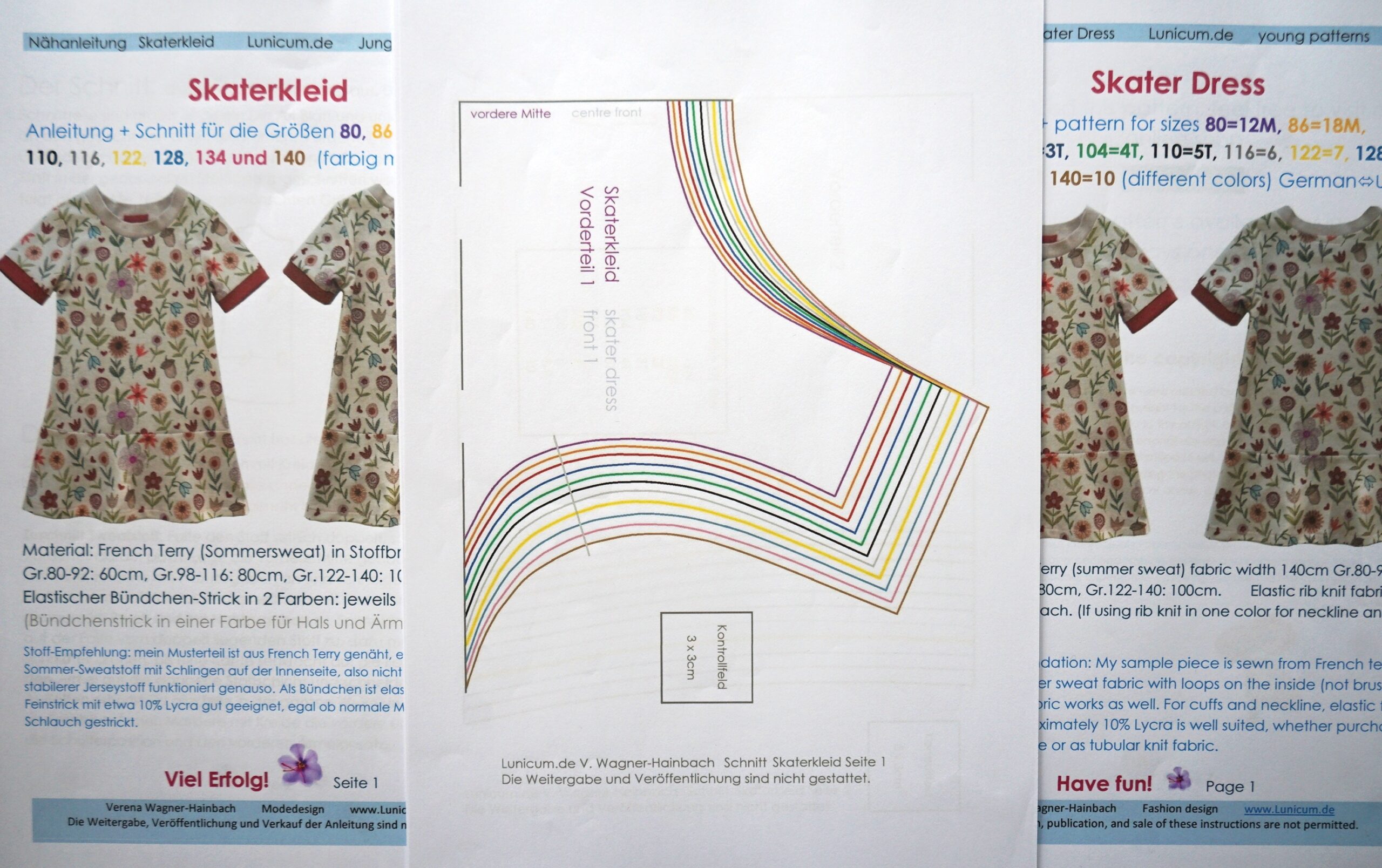 Schnitt+Anleitung sportliches Skaterkleid mit Bündchen Gr.80 bis 140 / Pattern Skater Dress – Bild 9