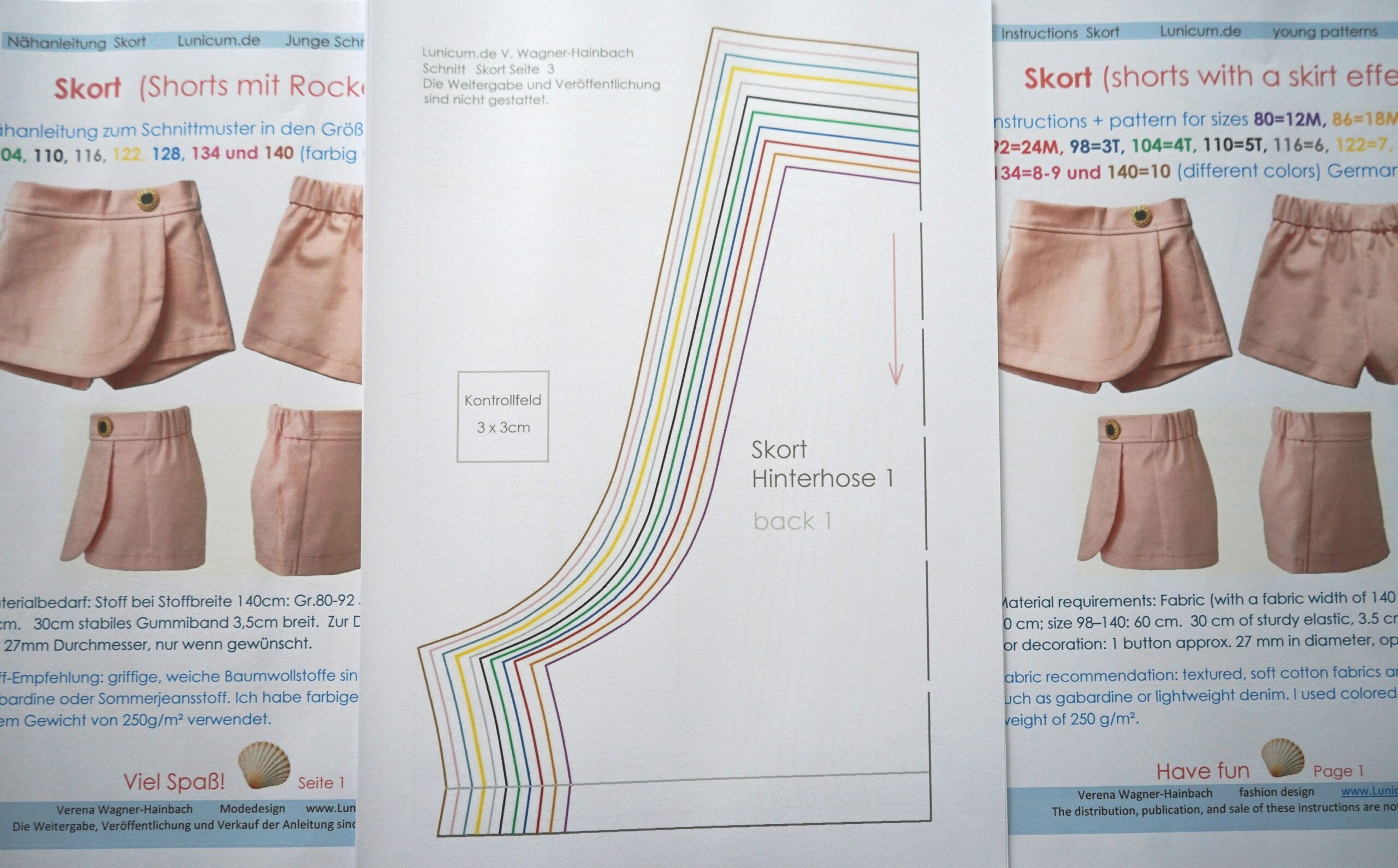 Anleitung+Schnitt Skort Gr.80-140 Shorts mit Wickelrock-Front/ Instructions for a skort 12M-10 – Bild 7