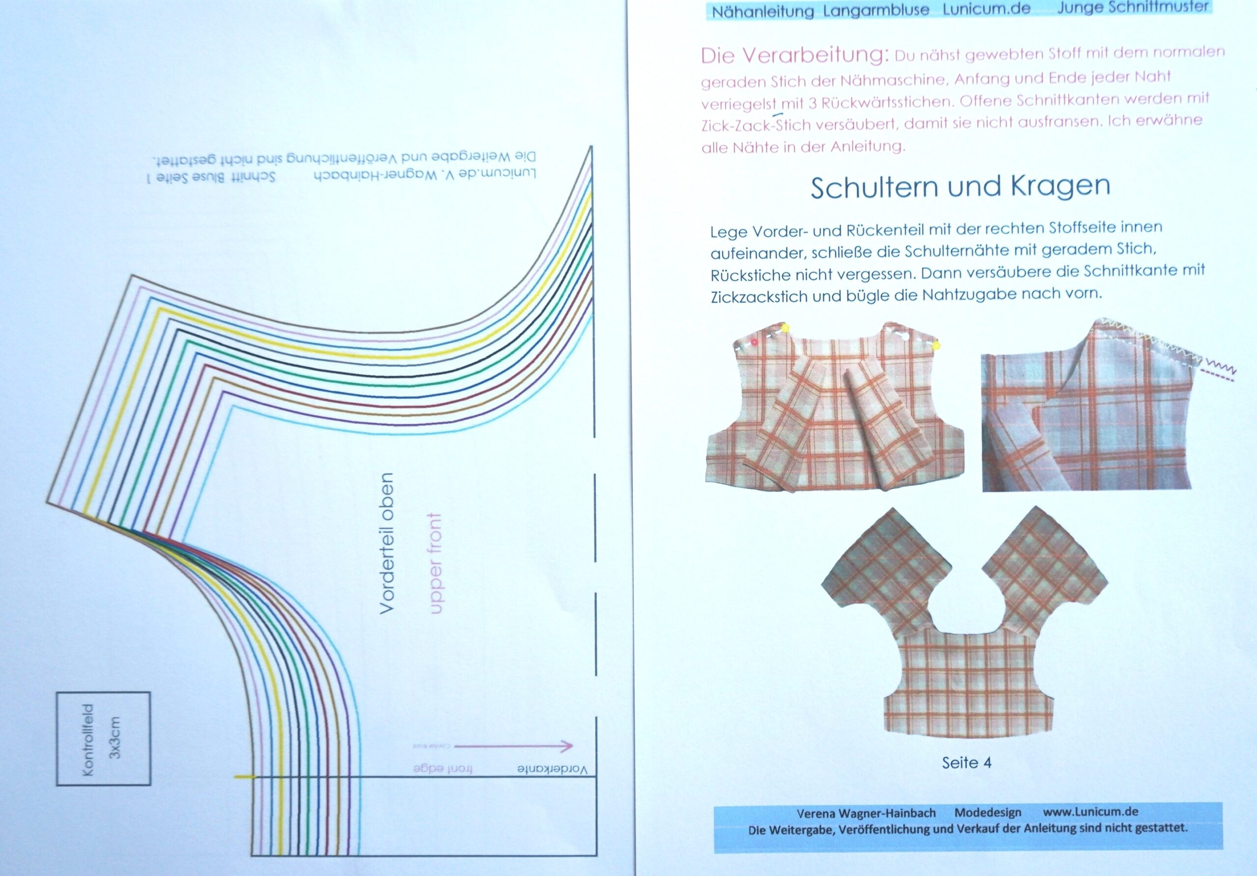 Schnitt und Anleitung Langarmbluse Gr.74-140 – Bild 8
